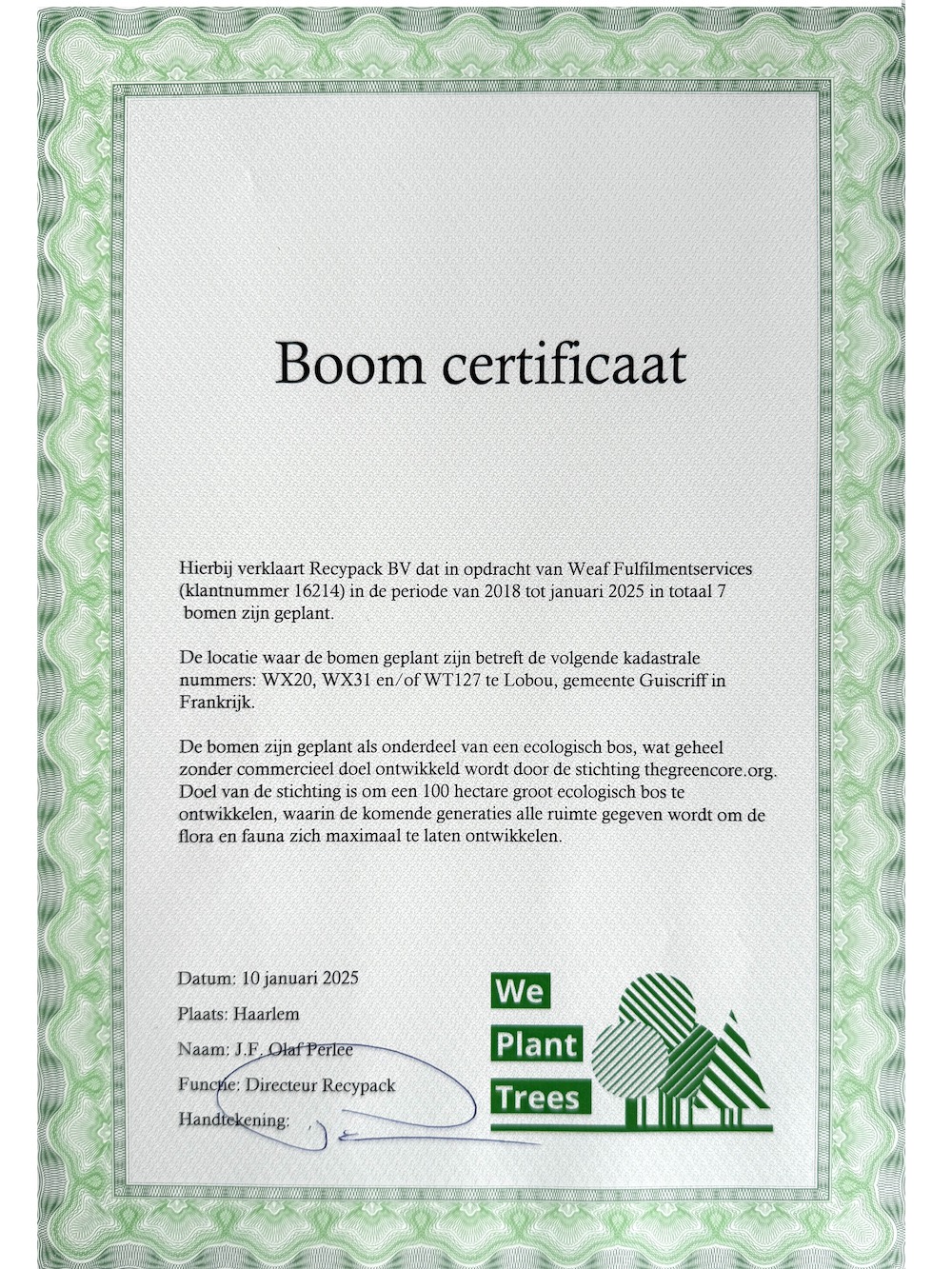 Boom certificaat